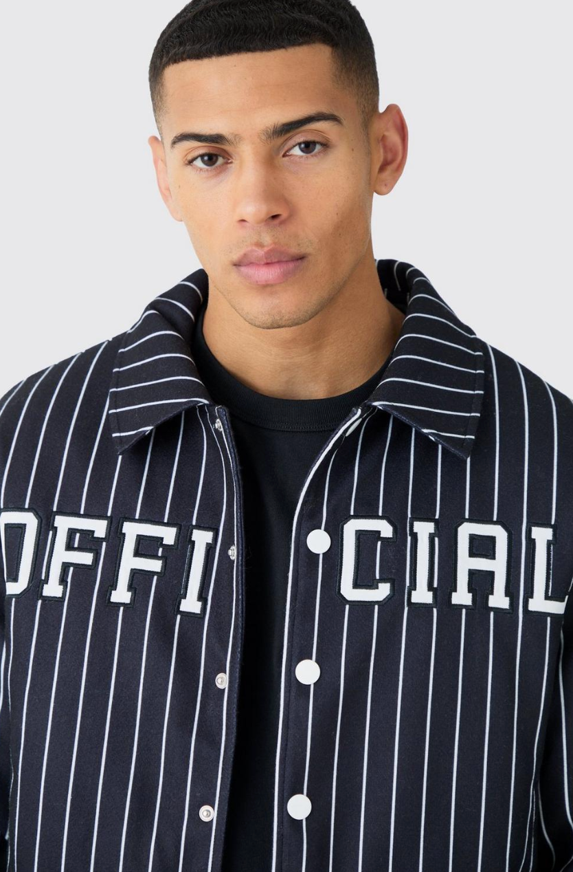 OFFICIAL PINSTRIPE VARSITY BOMBER