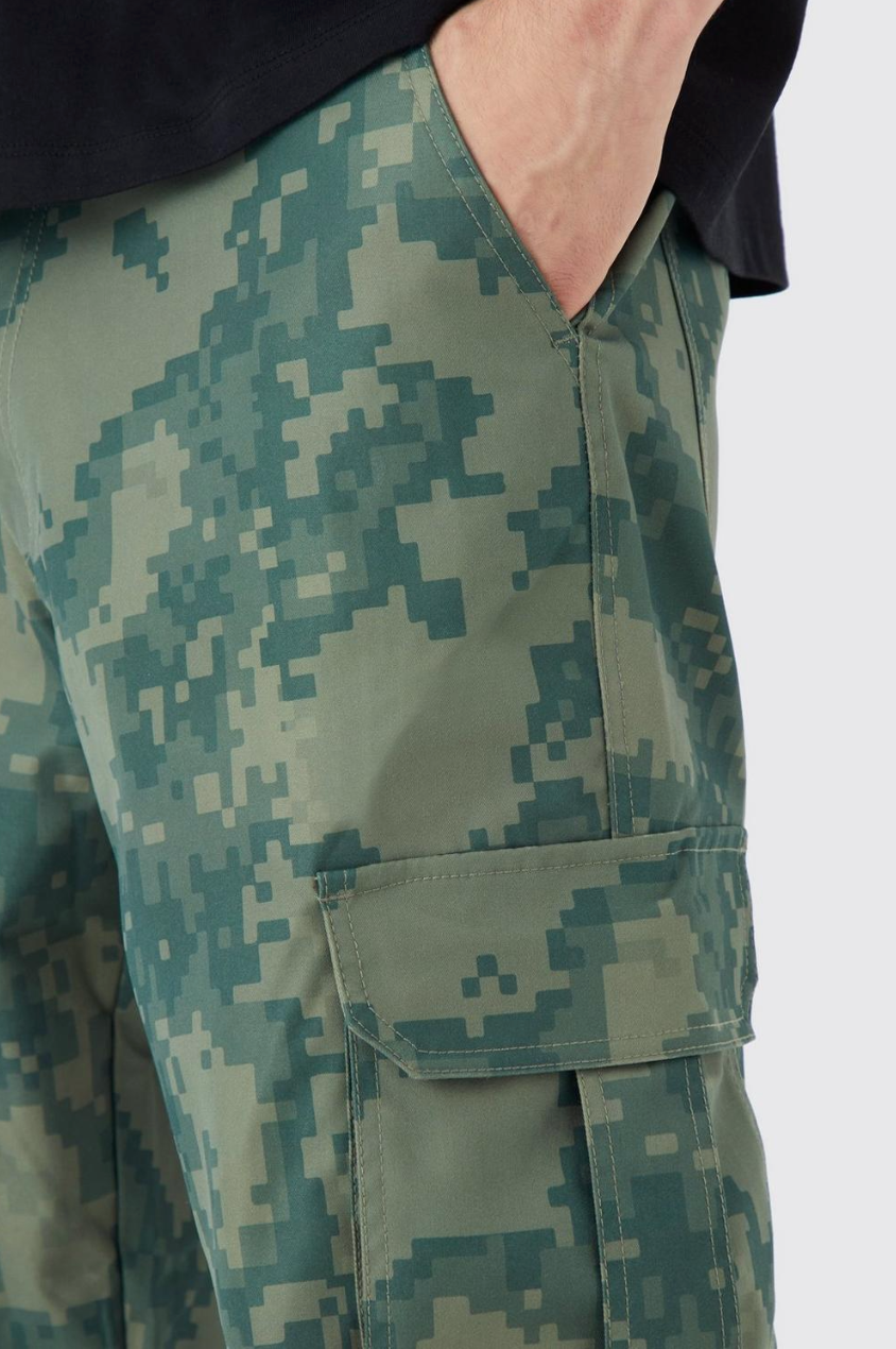 TALL FIXED WAIST RELAXED PIXEL CAMO CARGO PANTS