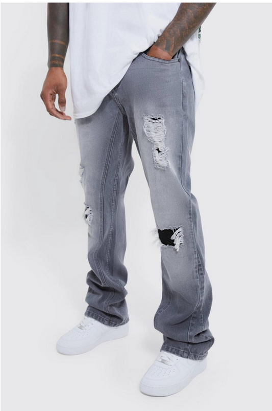 Slim Flare Rip And Repair Jeans