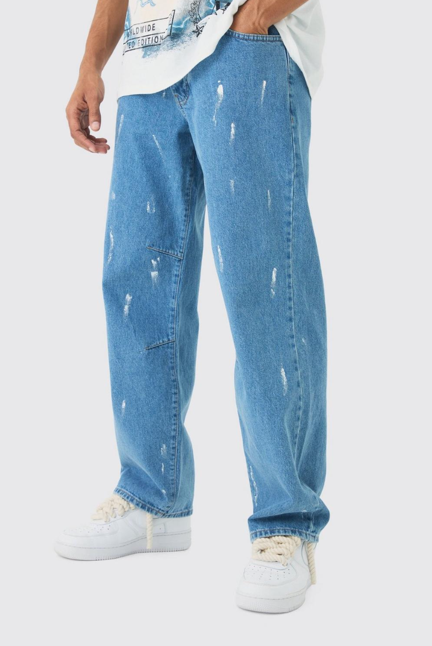 Relaxed Rigid Paint Splatter Denim Jeans