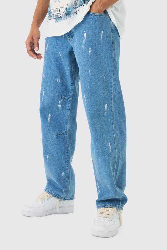 Relaxed Rigid Paint Splatter Denim Jeans