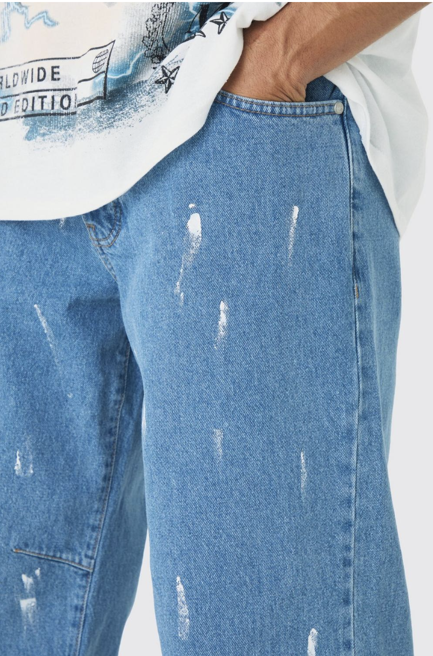 Relaxed Rigid Paint Splatter Denim Jeans