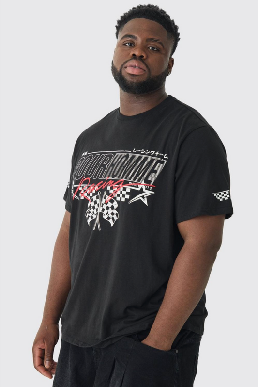 Plus Pour Homme Racing Print T-shirt