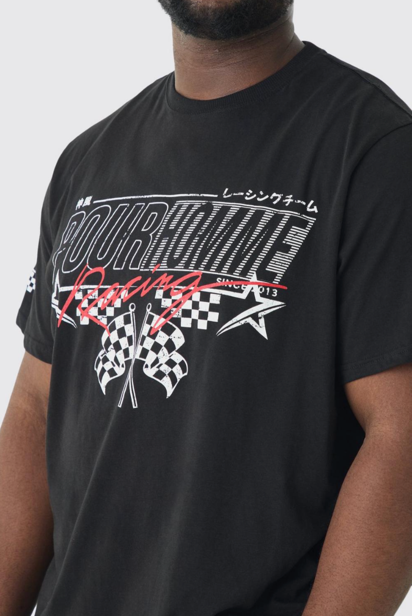 Plus Pour Homme Racing Print T-shirt