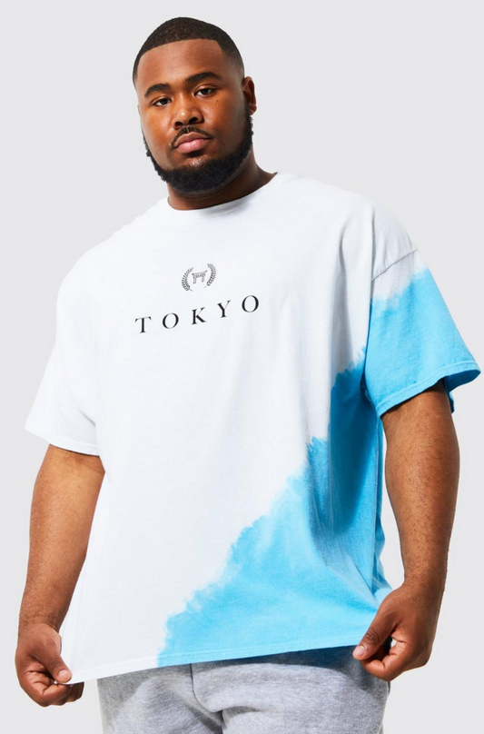 Plus Tie Dye Tokyo City Print T-shirt