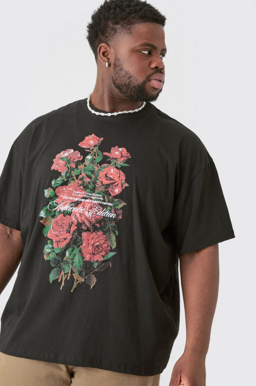 Plus Floral Print Graphic T-shirt