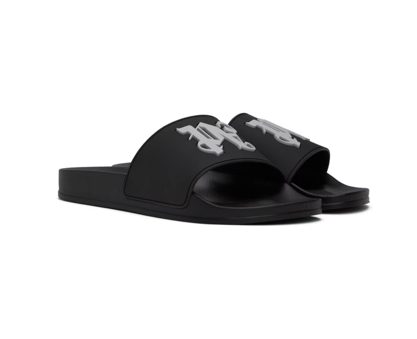 Black Monogram Pool Slides