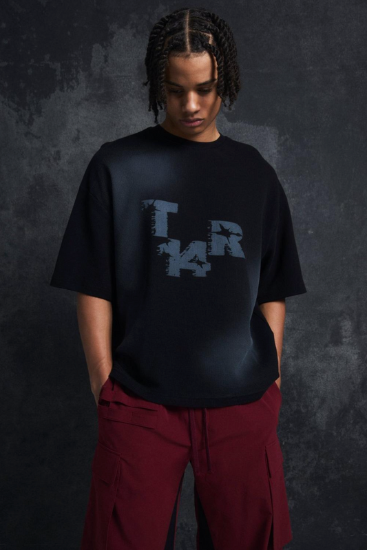 Trippie Redd Oversized Boxy Washed Waffle 14 Print T-shirt