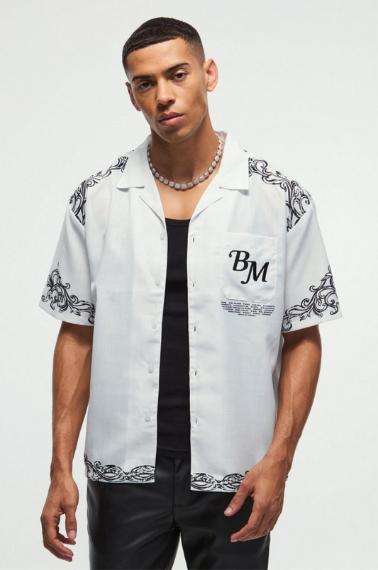 Oversized Back Printed Revere Shirt