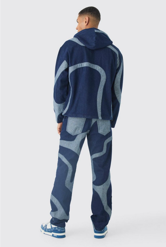 Relaxed Fit Patchwork Applique Jeans