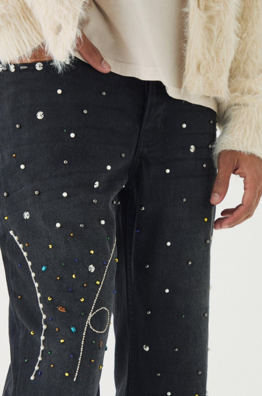 Relaxed Rigid Embellished Jeans