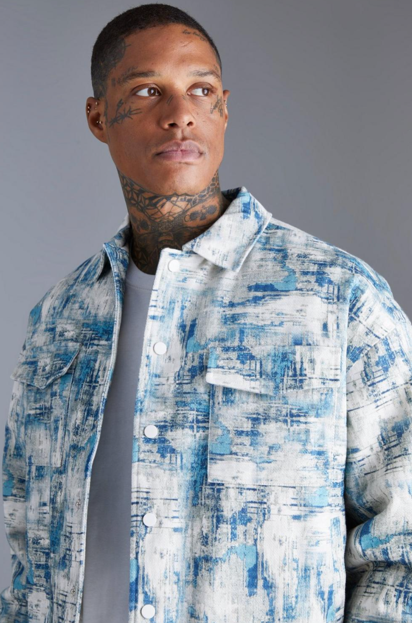 Boxy Abstract Jacquard Harrington