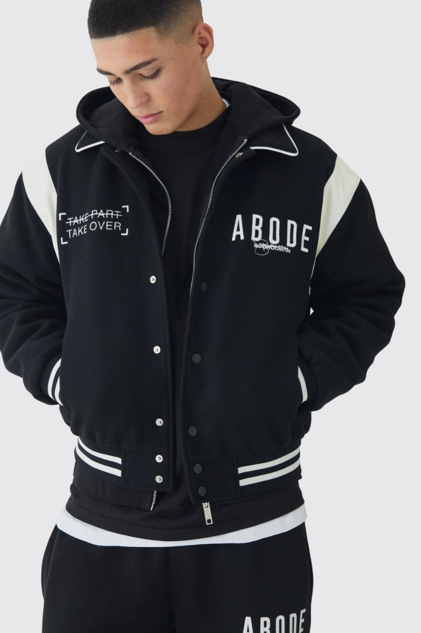 Abode Boxy Fit Varsity Jacket