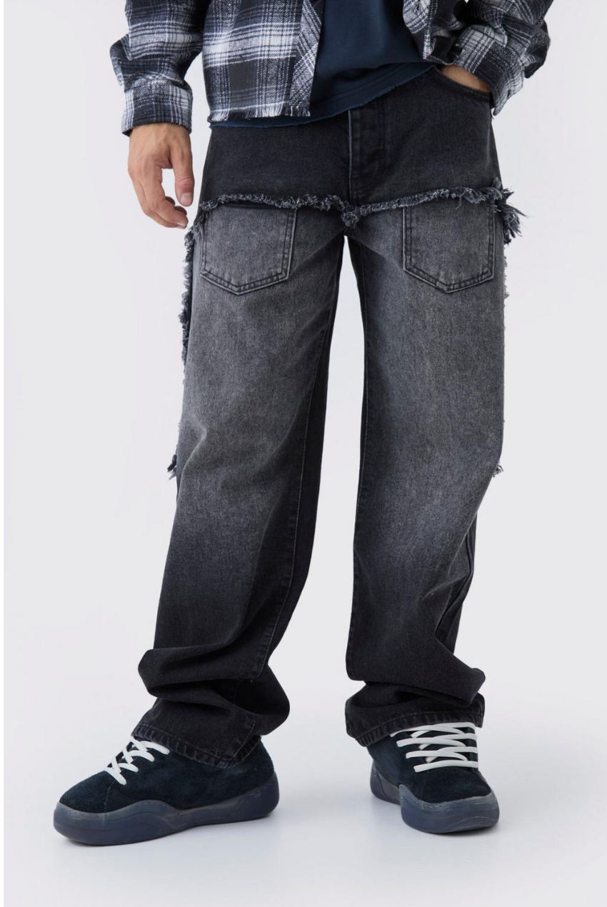 Relaxed Rigid Faux Layer Denim Jeans