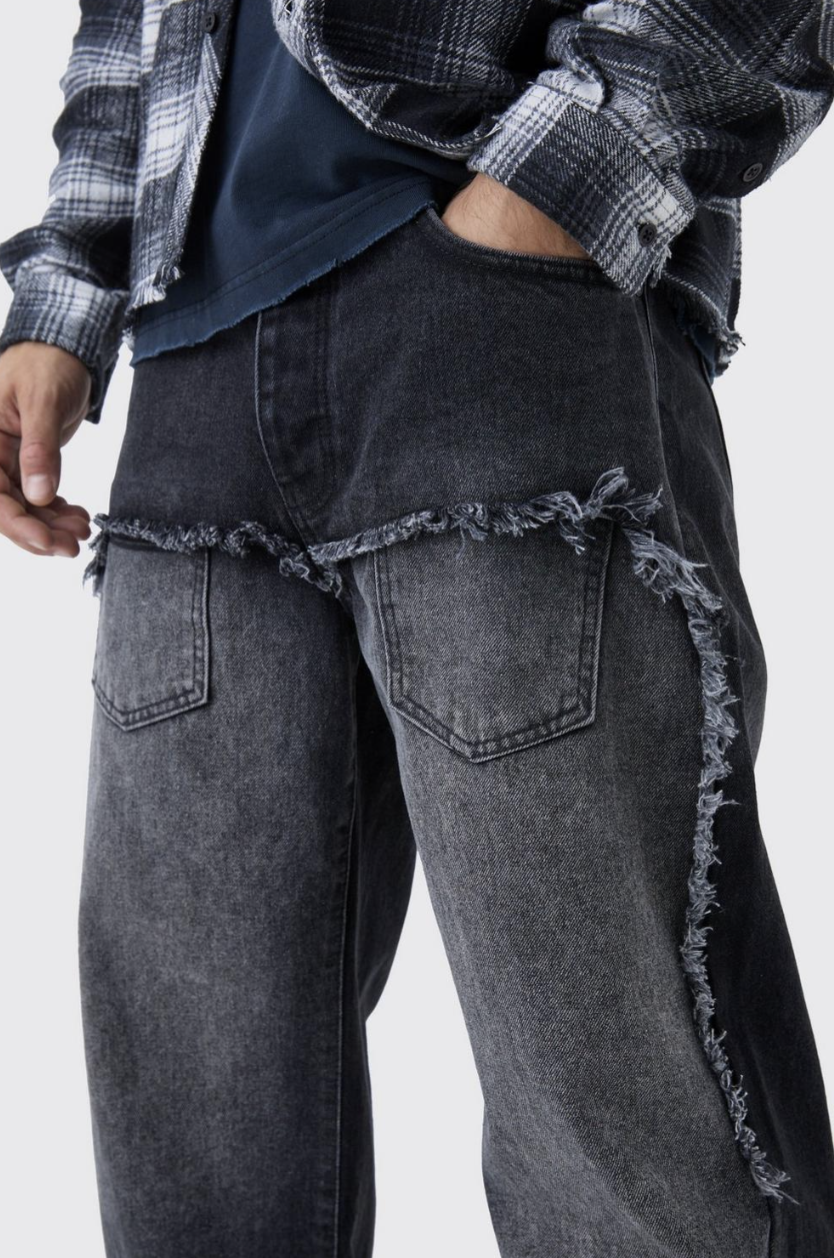 Relaxed Rigid Faux Layer Denim Jeans