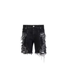 Distressed Panel Shorts - Black