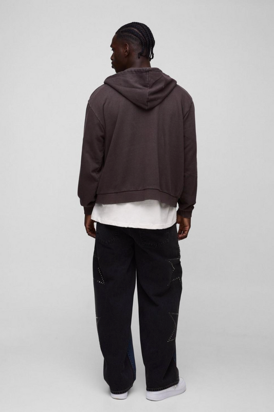 Baggy Rigid Spliced Star Studded Denim Jeans