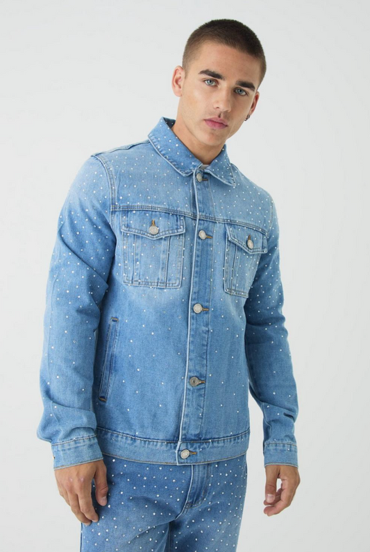 Regular Rhinestone Jean Jacket