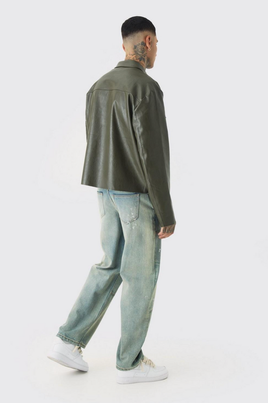 Tall Tailored PU Harrington Jacket