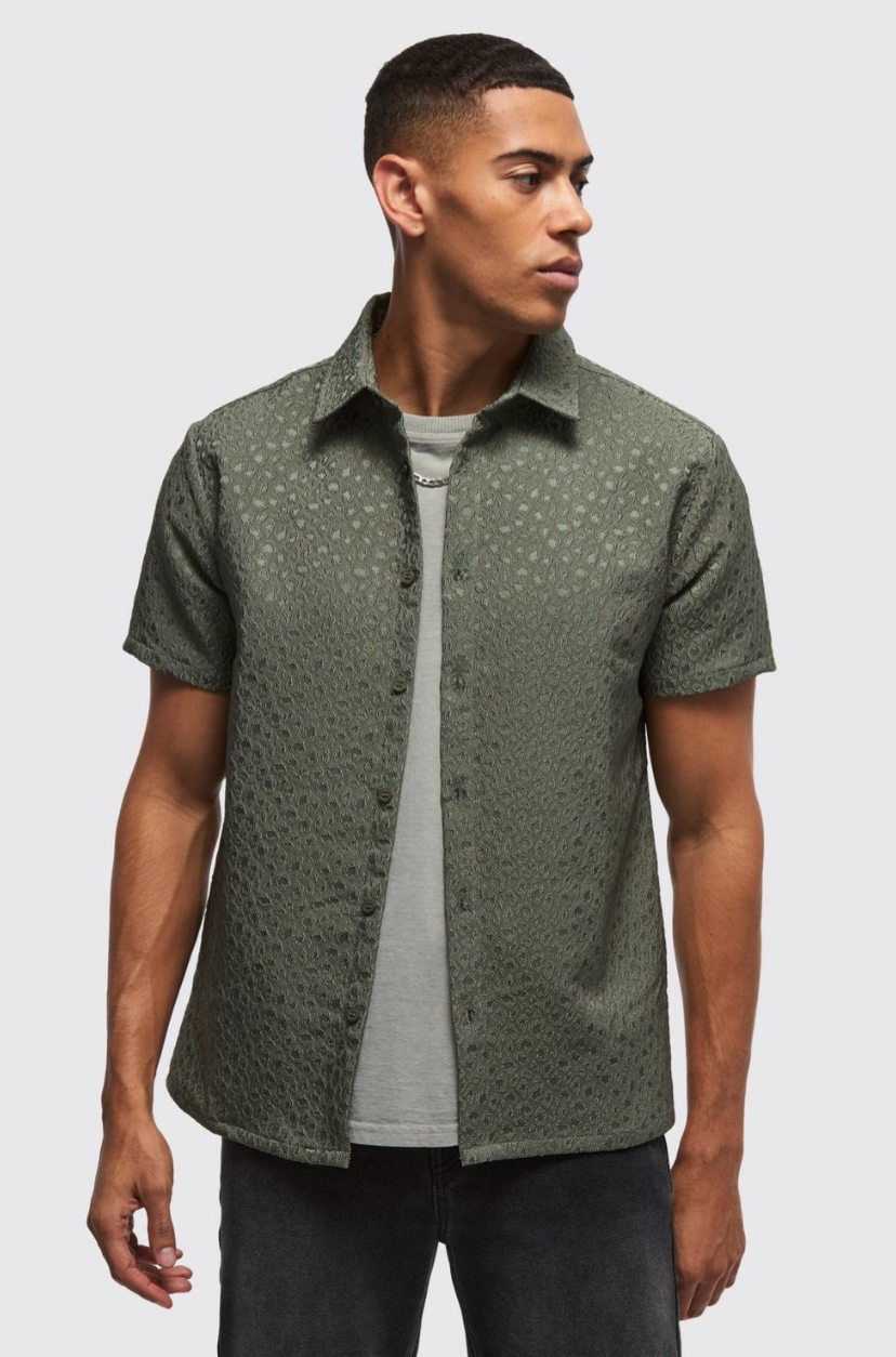 Regular Fit Leopard Jacquard Shirt