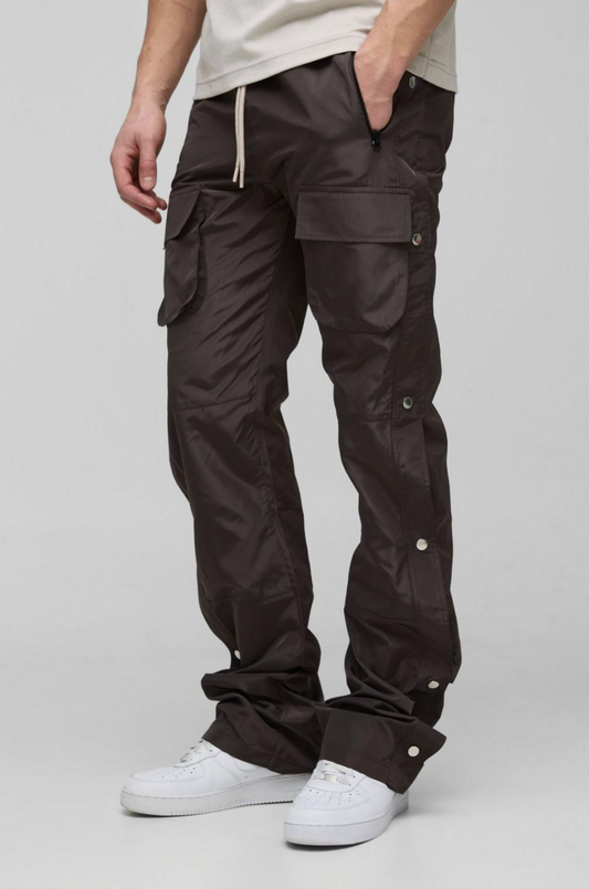 Tall Elasticated Waist Slim Flare Stacked Cargo Trousers