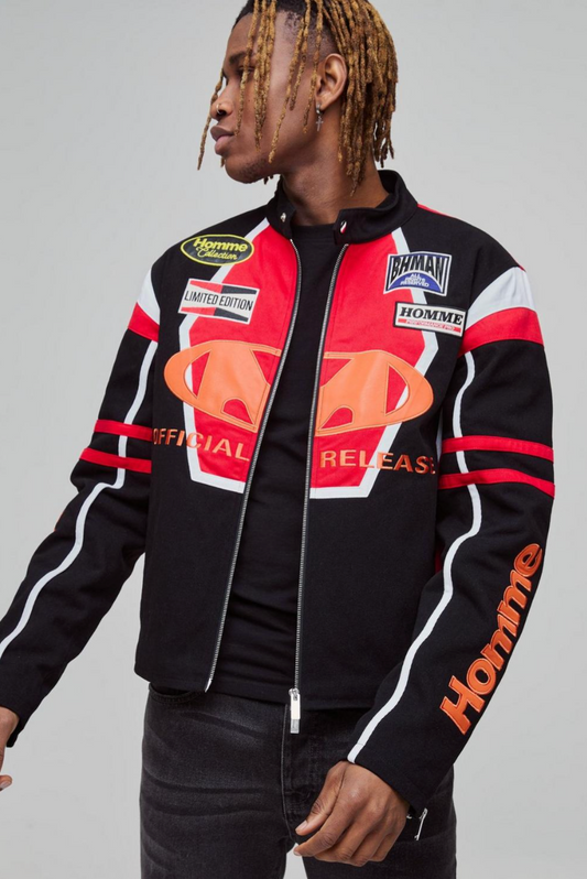 Tall Moto Applique Boxy Biker Jacket