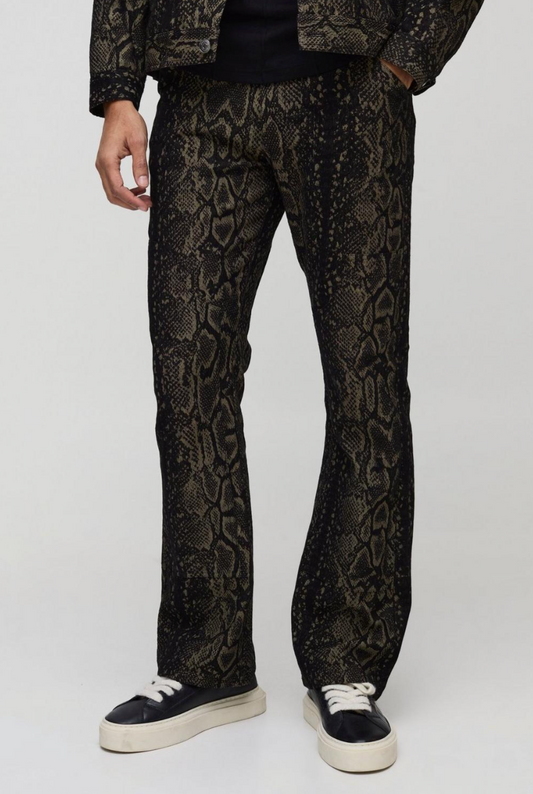 Slim Flared Croc Denim Carpenter Jeans