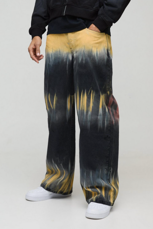 Baggy Rigid Tie Dye Denim Jeans