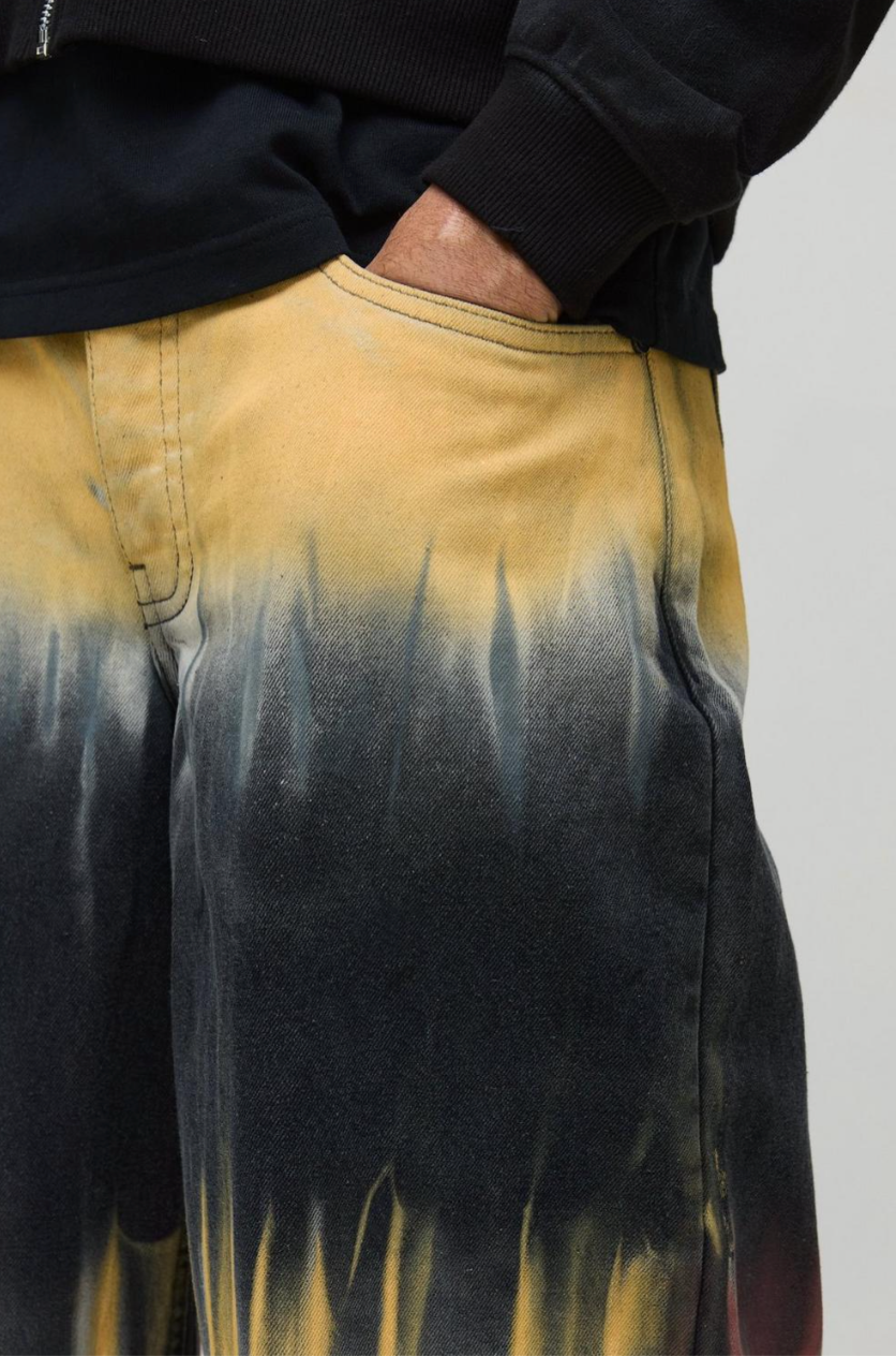 Baggy Rigid Tie Dye Denim Jeans