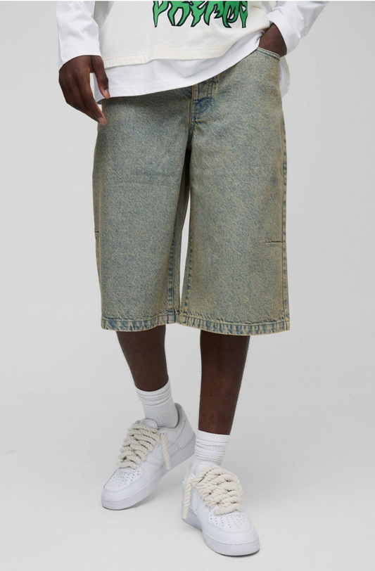 Longline Antique Wash Denim Jorts