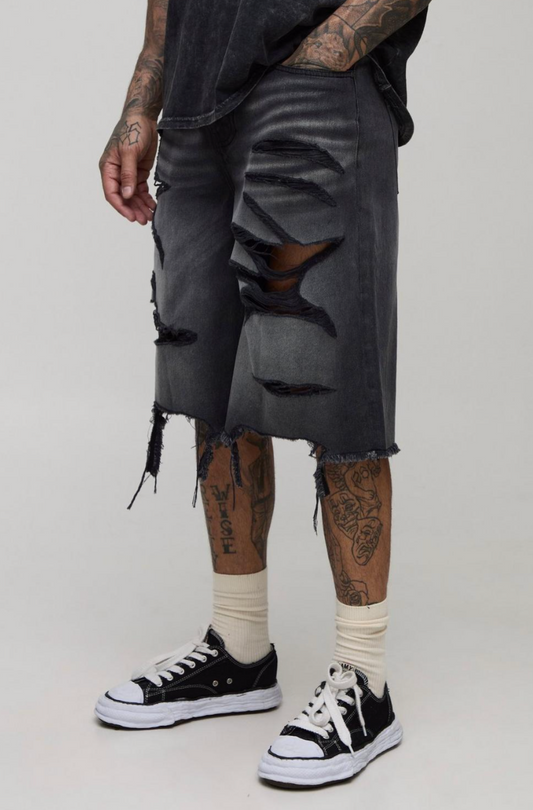 Tall Washed Super Distressed Jorts