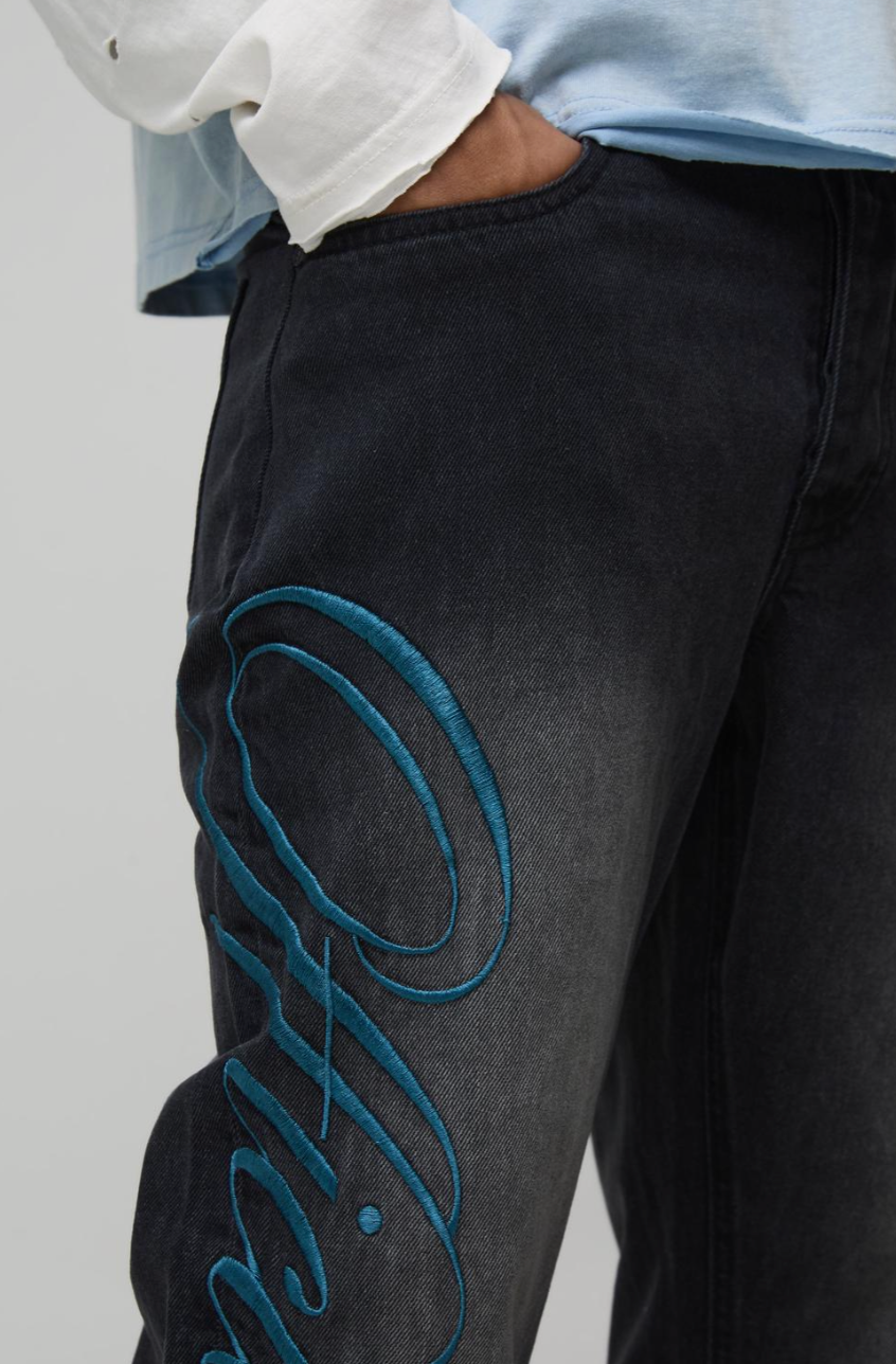 Straight Flare Official Embroidered Jeans