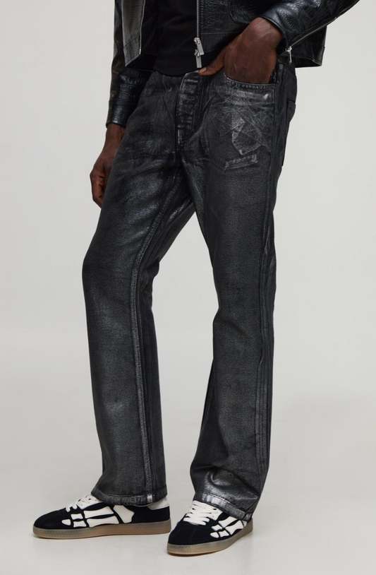 Slim Flared Metallic Denim Jeans