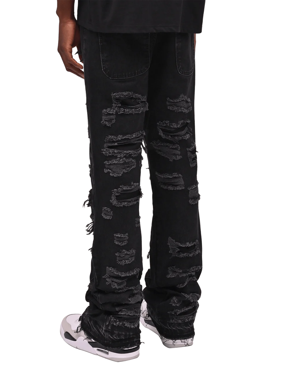 THRASHED FLARE DENIM - BLACK