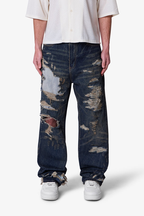 ULTRA BAGGY GASHED DENIM – URBAN TREND LUXURY