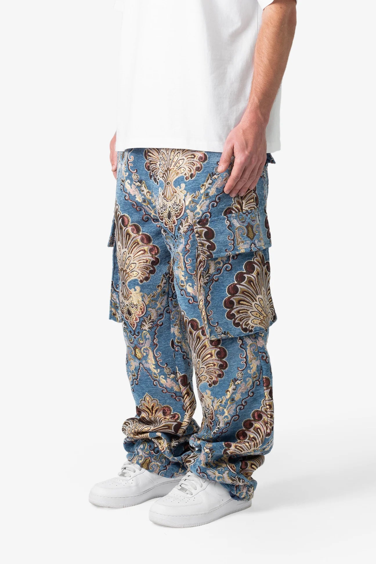 ULTRA BAGGY JACQUARD FLORAL CARGO PANTS