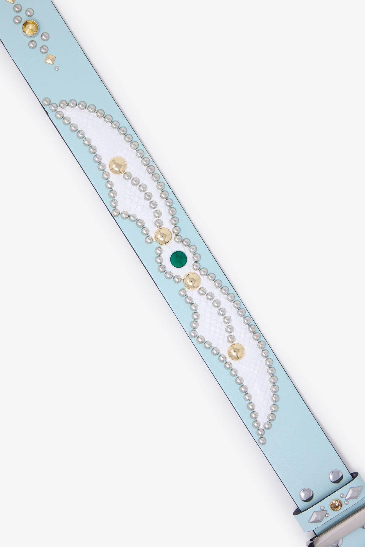 VINTAGE PYTHON BELT - AQUA/WHITE