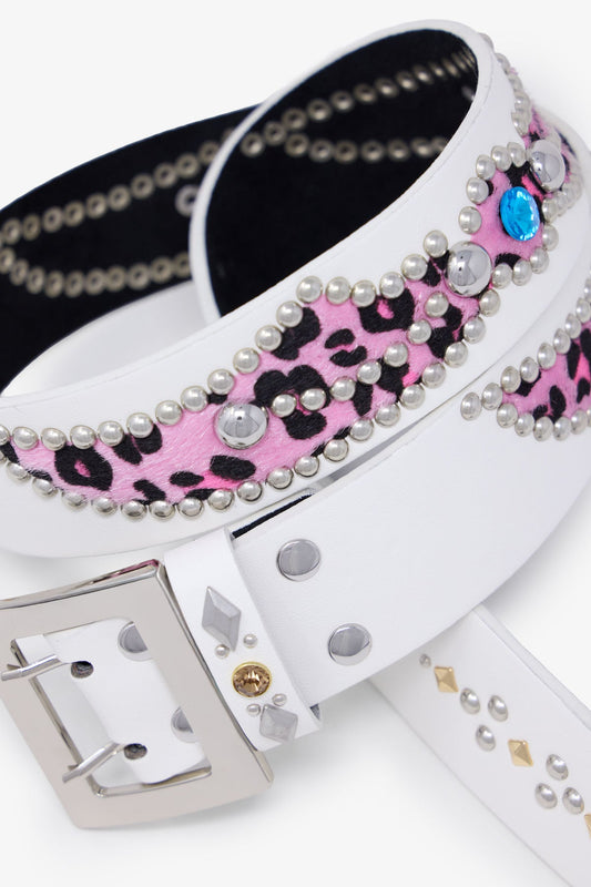 VINTAGE PYTHON BELT - WHITE/PINK