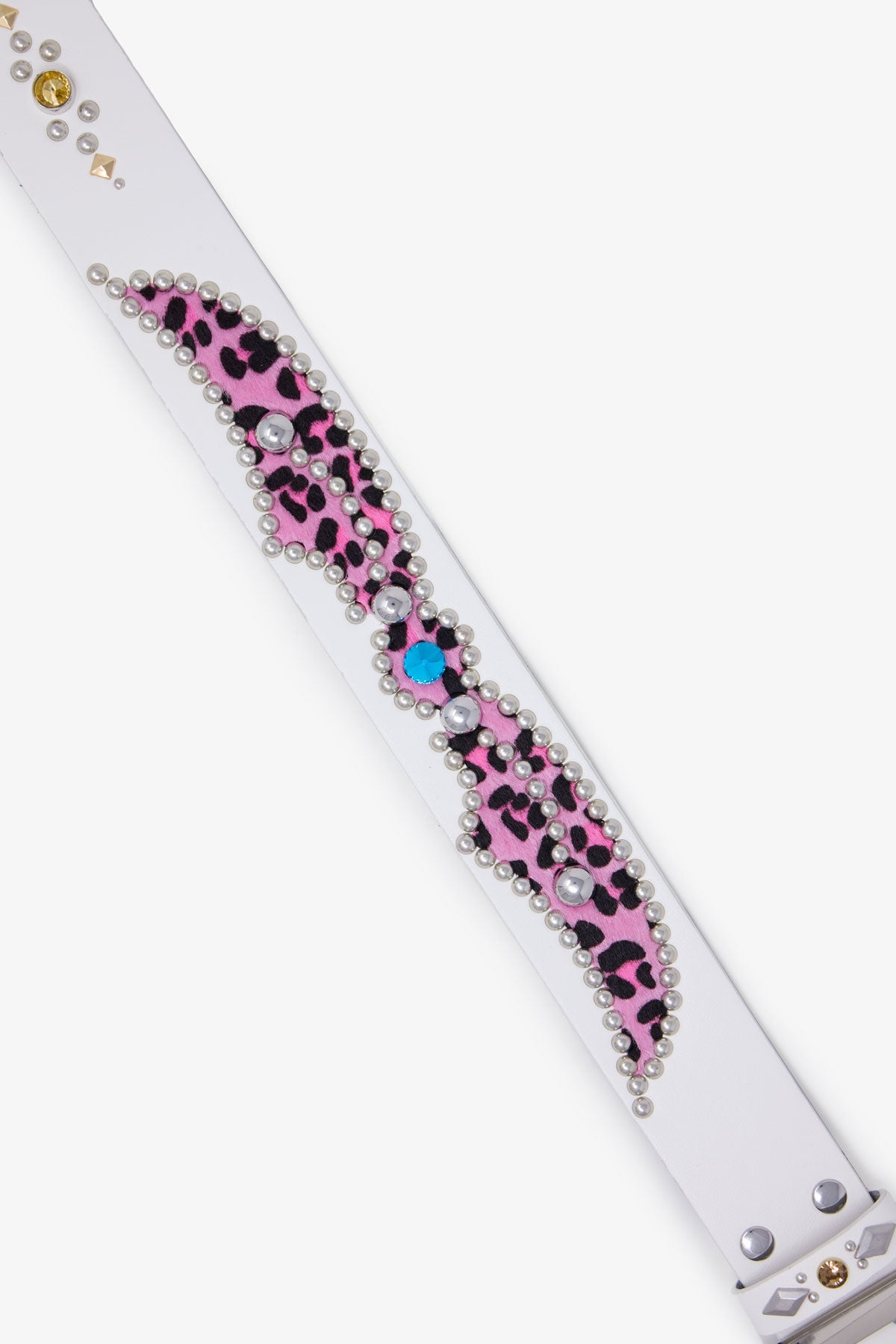 VINTAGE PYTHON BELT - WHITE/PINK
