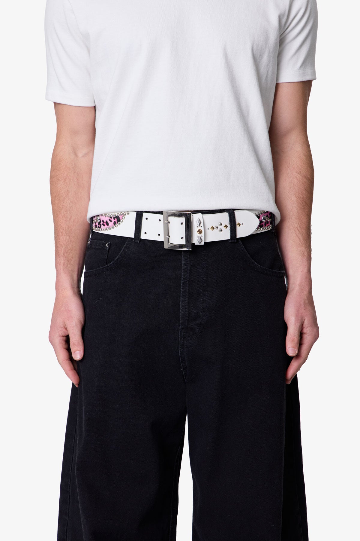 VINTAGE PYTHON BELT - WHITE/PINK