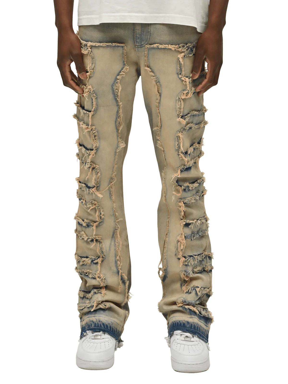 Flare Repaired Denim - Cream Wash