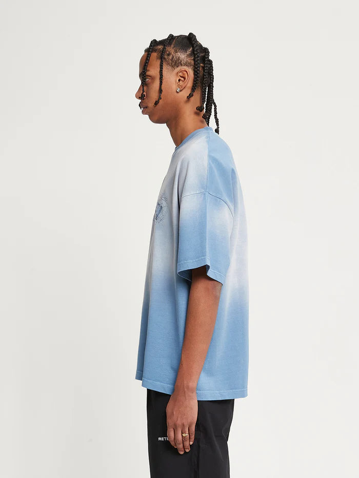 EMBROIDERED T-SHIRT - FADED BLUE-GREY