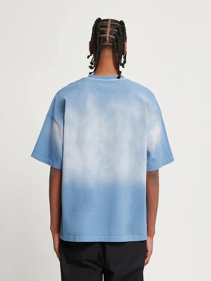 EMBROIDERED T-SHIRT - FADED BLUE-GREY