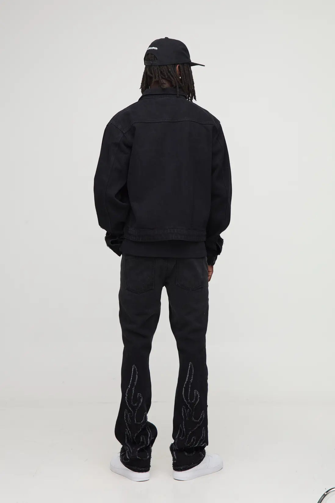 Flame Applique Stacked Slim Fit Flared Jeans