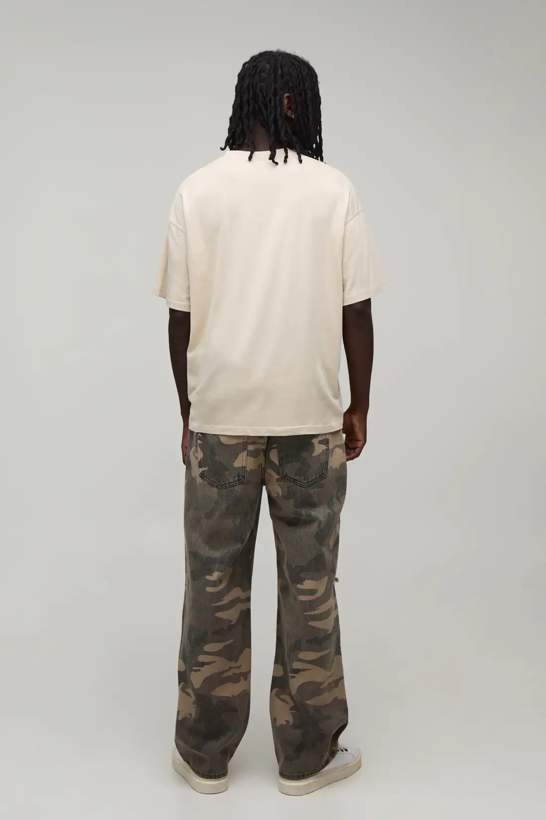Camo Gothic Cross Distressed Relaxed Fit Jeans