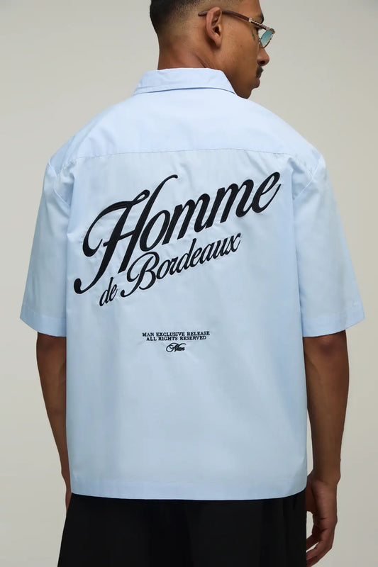 Oversized Half Sleeve Back Embroidered Shirt