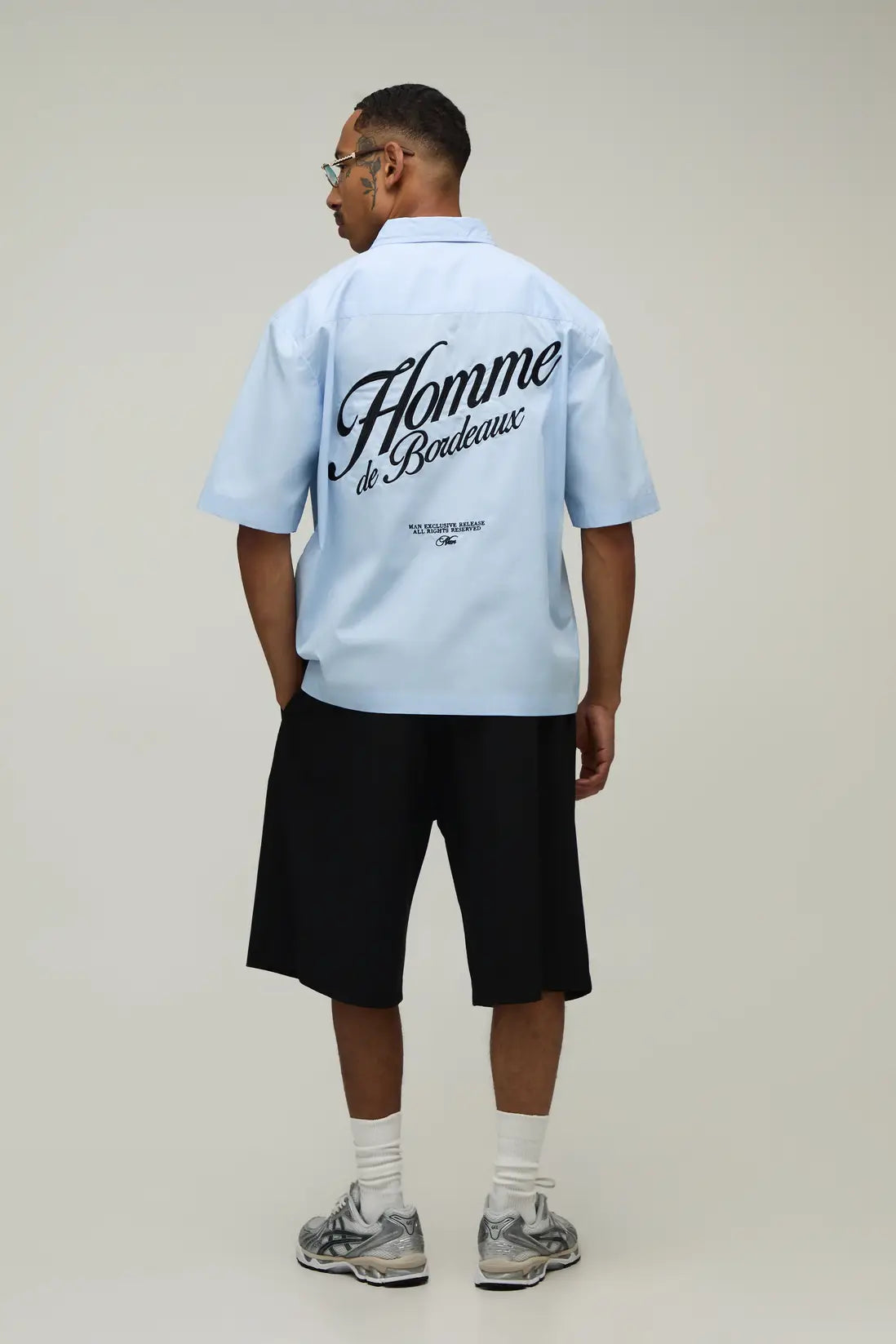 Oversized Half Sleeve Back Embroidered Shirt