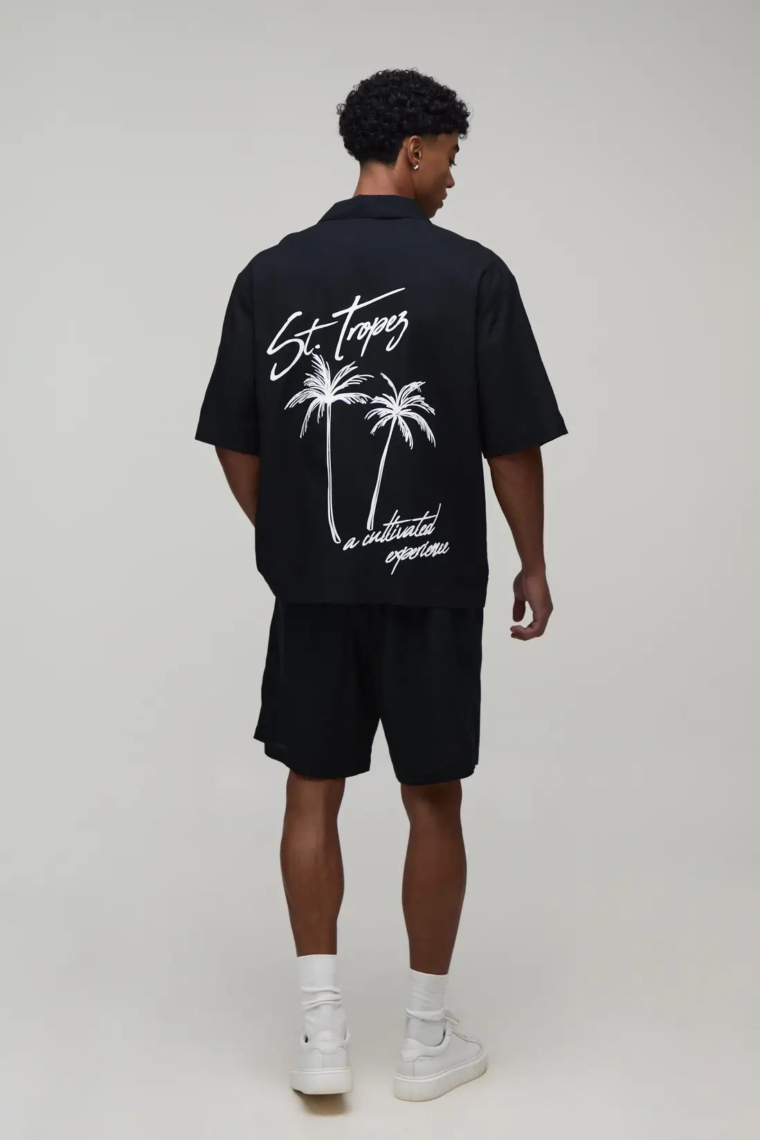 Oversized Half Sleeve Palm Print Shirt