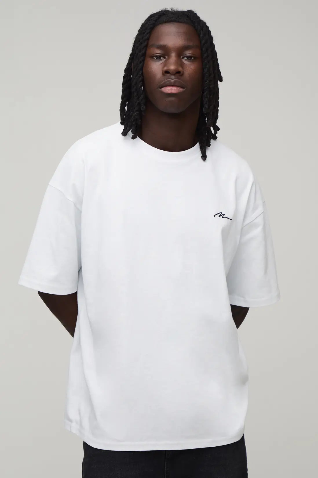 Oversized Man Signature Embroidered T-Shirt
