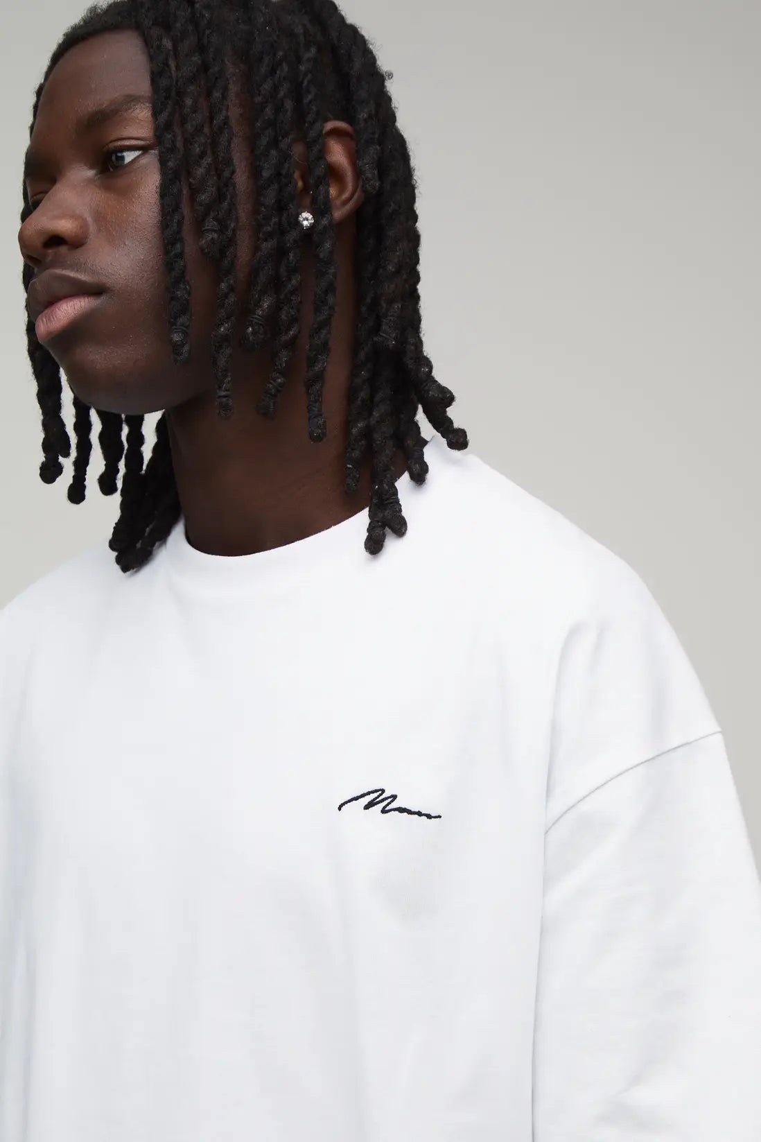 Oversized Man Signature Embroidered T-Shirt